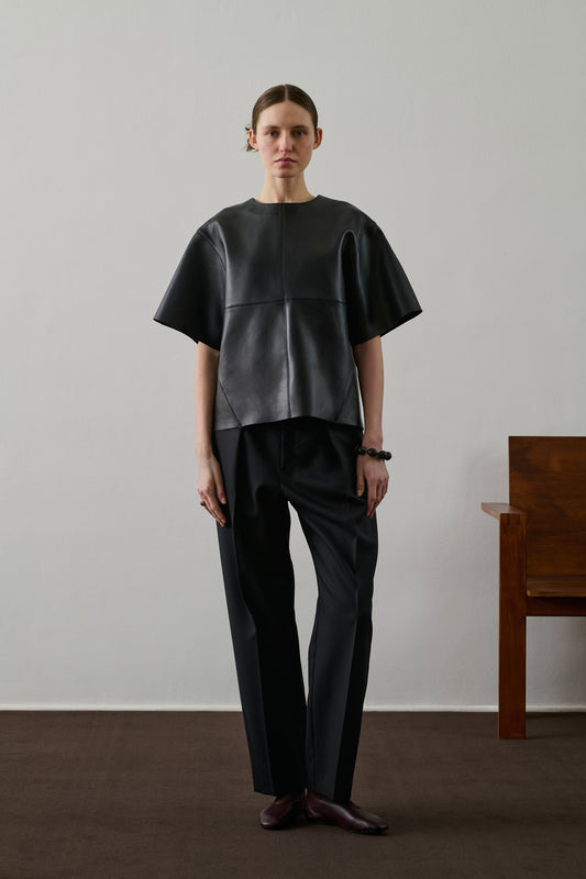 Blouse Frieda - Noir - Cuir - Femme