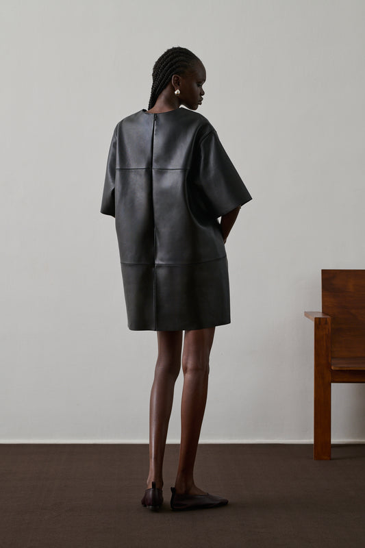 Robe Gisele - Noir - Cuir - Femme