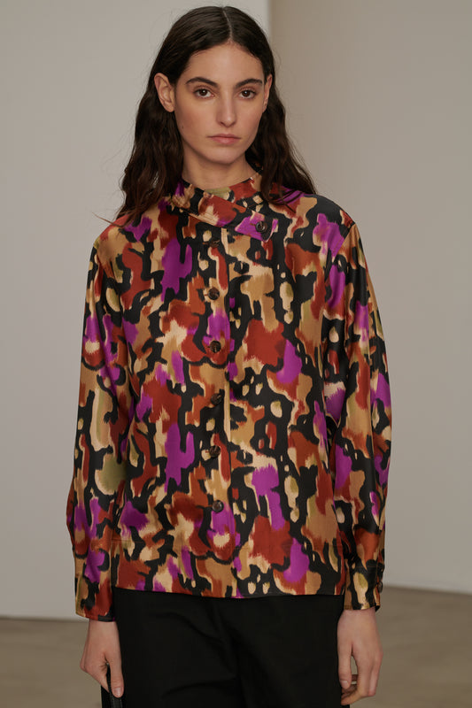 Calypso shirt - Hazelnut/Fuchsia - Silk - Women