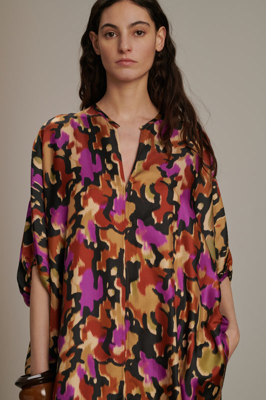 Alger dress - Hazelnut/Fuchsia - Silk - Women