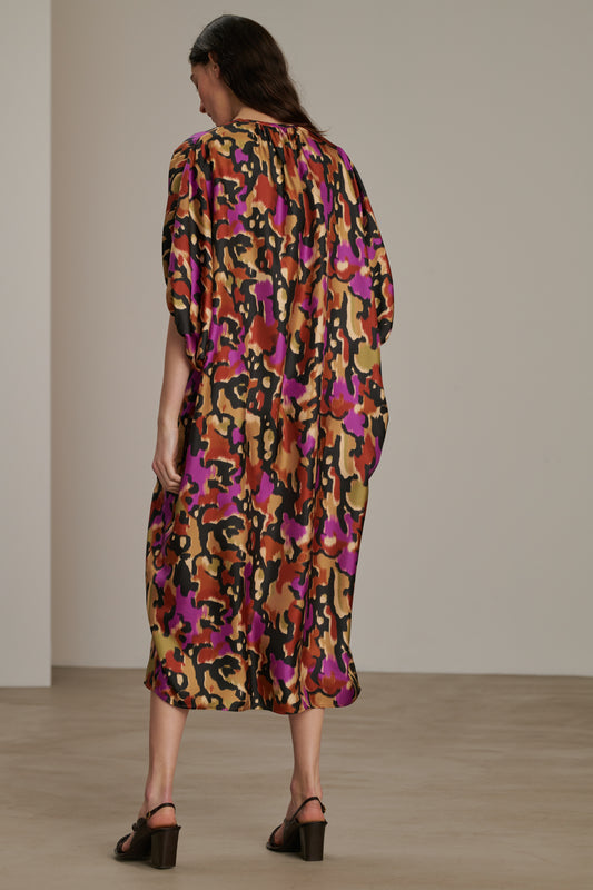 Alger dress - Hazelnut/Fuchsia - Silk - Women