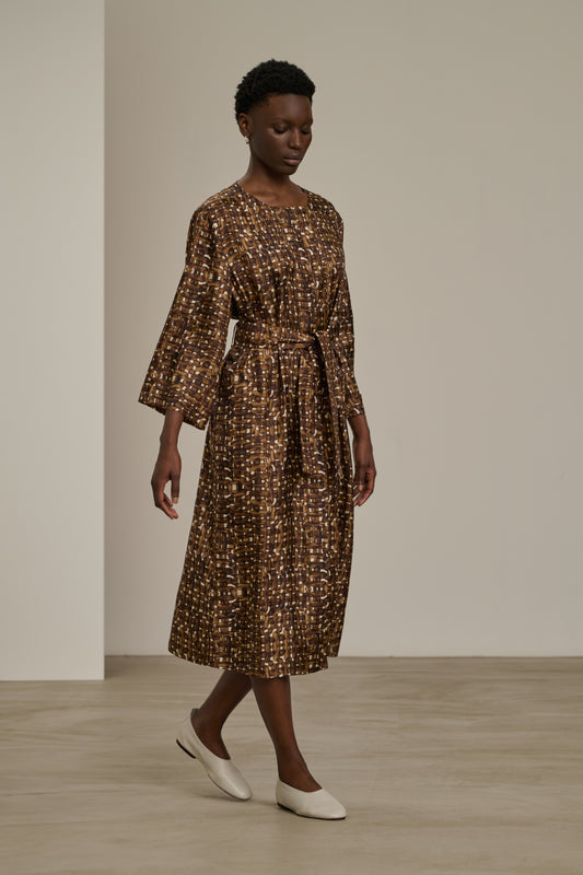 Uruguay dress - Charcoal/Ecru - Silk - Women