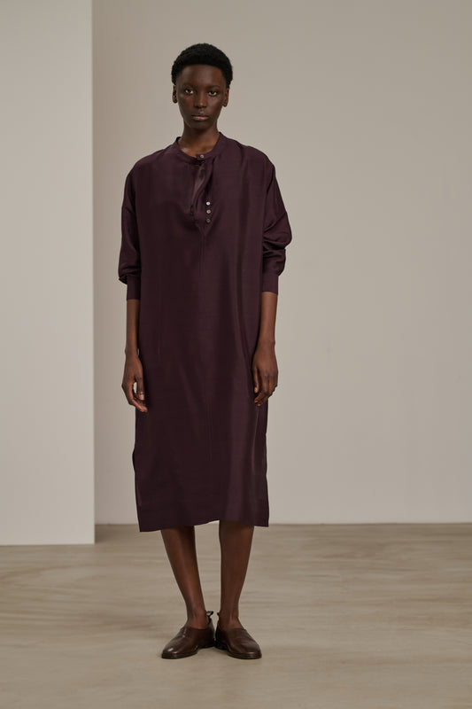 Cabourg Dress - Aubergine - Silk - Women