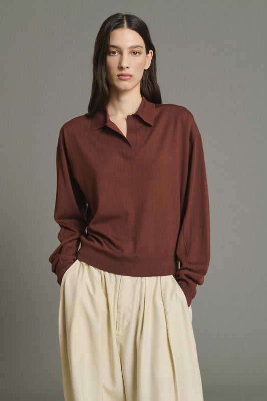 Fleming pullover - Mahogany - Merino Wool - Women