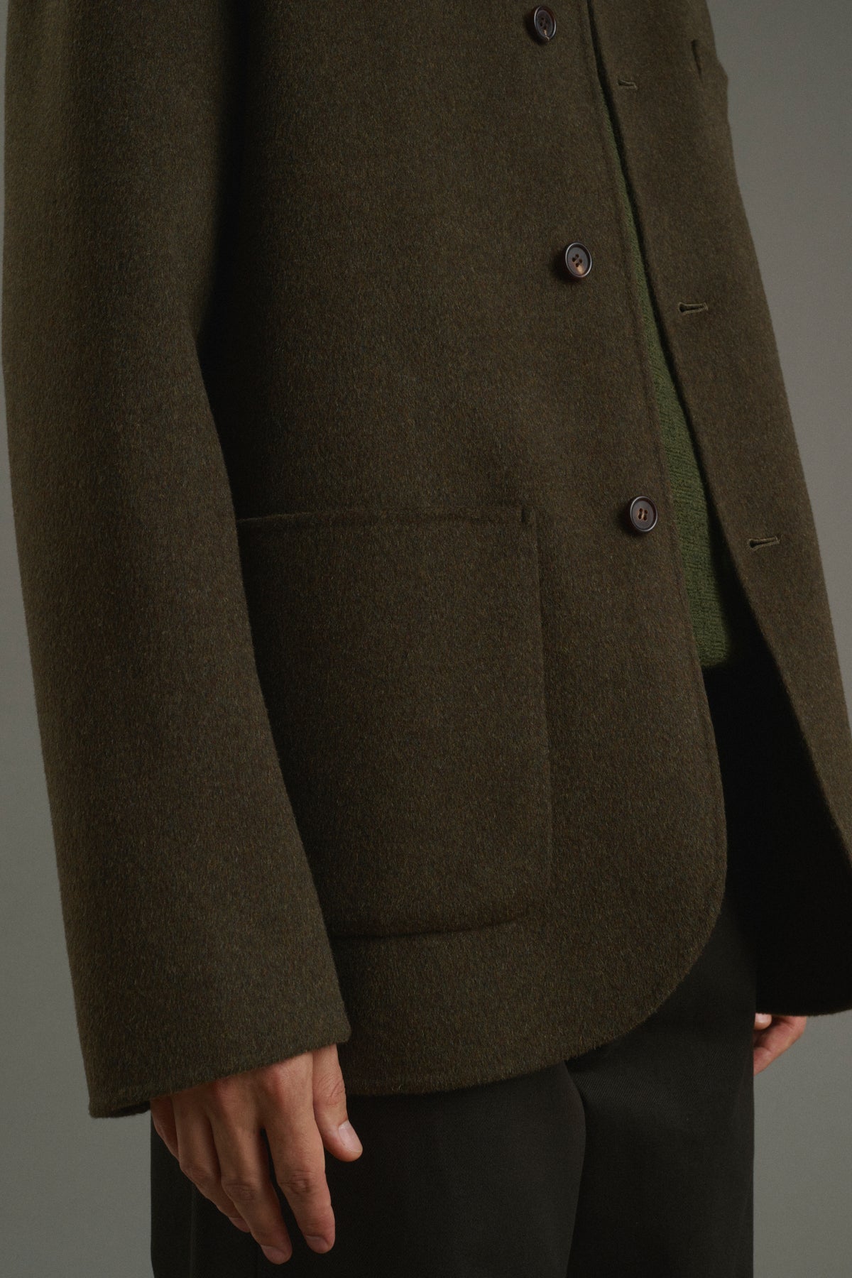 Eole jacket - Heathered Khaki - Double-Faced Fabric - Men vue 6