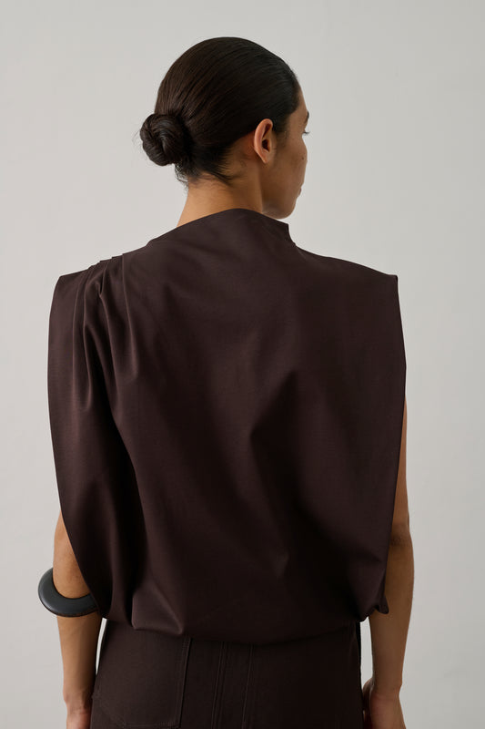 Top Idris - Marron Foncé - Coton - Femme