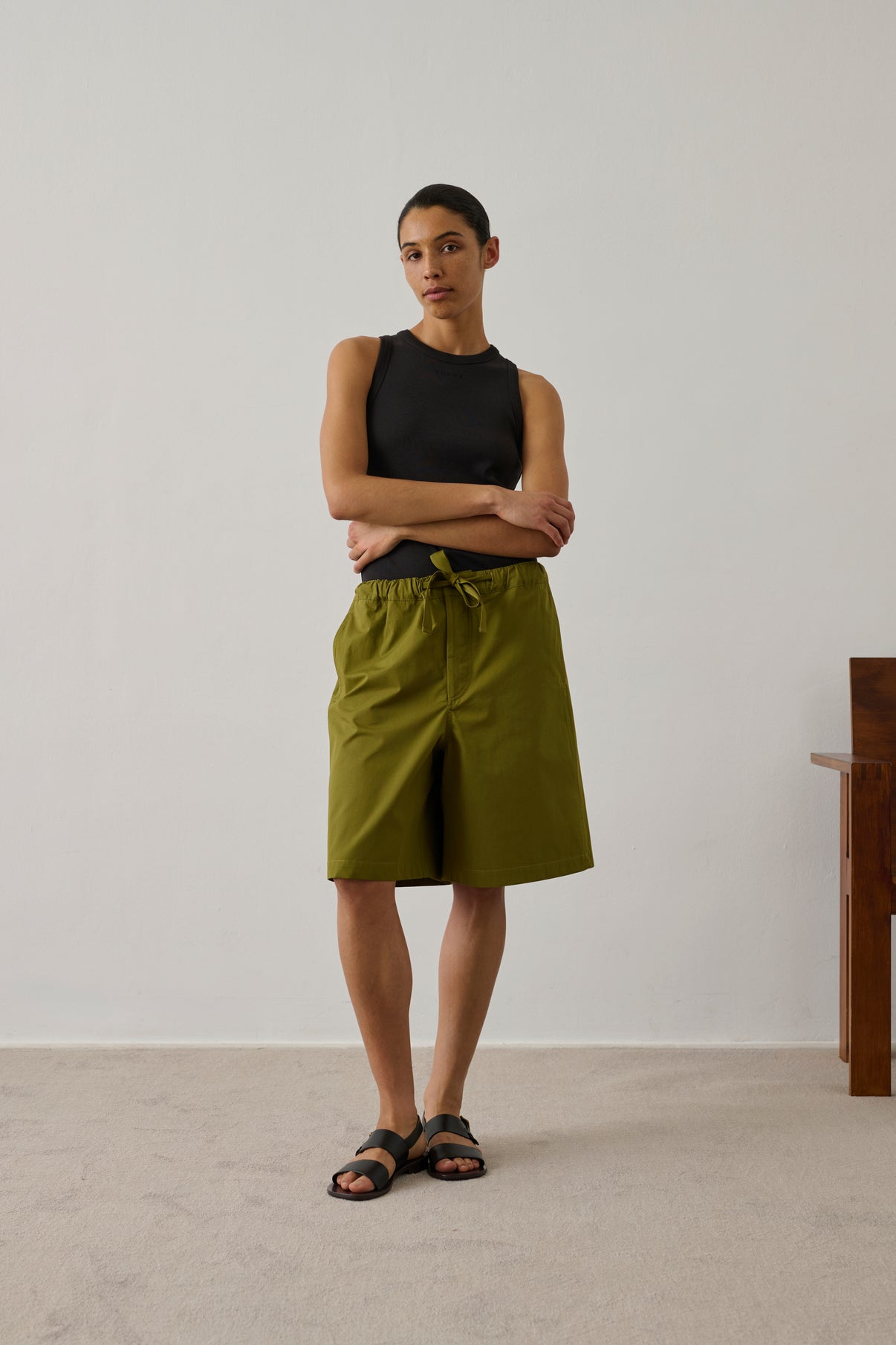 Short Izia - Vert Olive - Coton - Femme vue 1