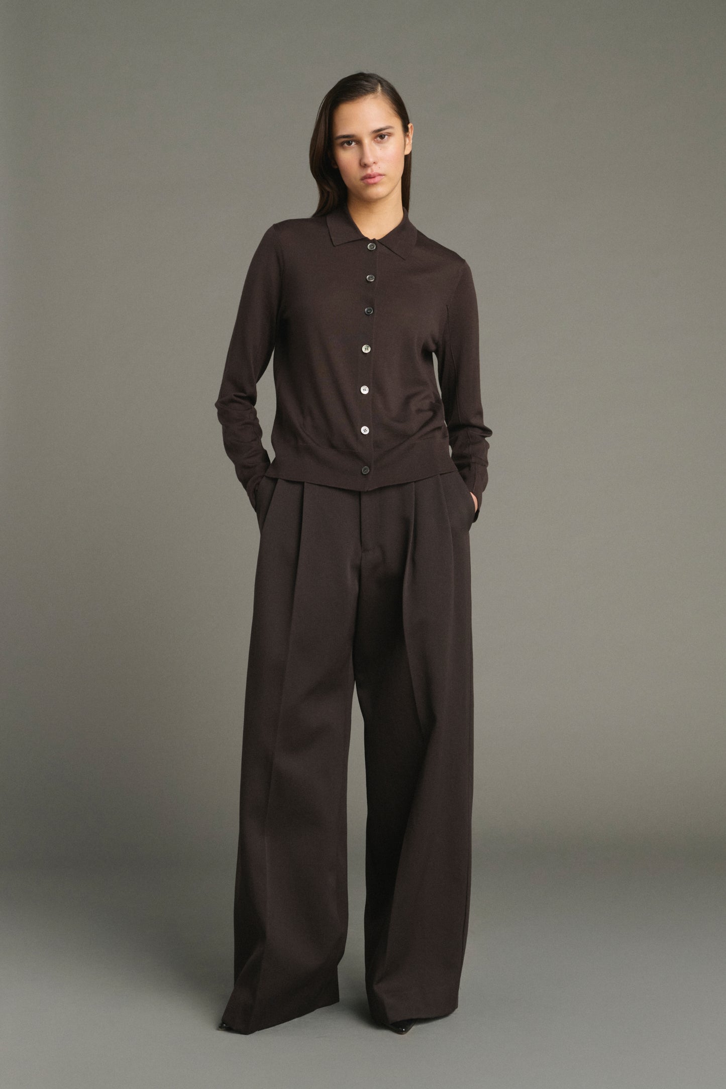 Hailey Cardigan - Chocolate - Merino Wool - Women