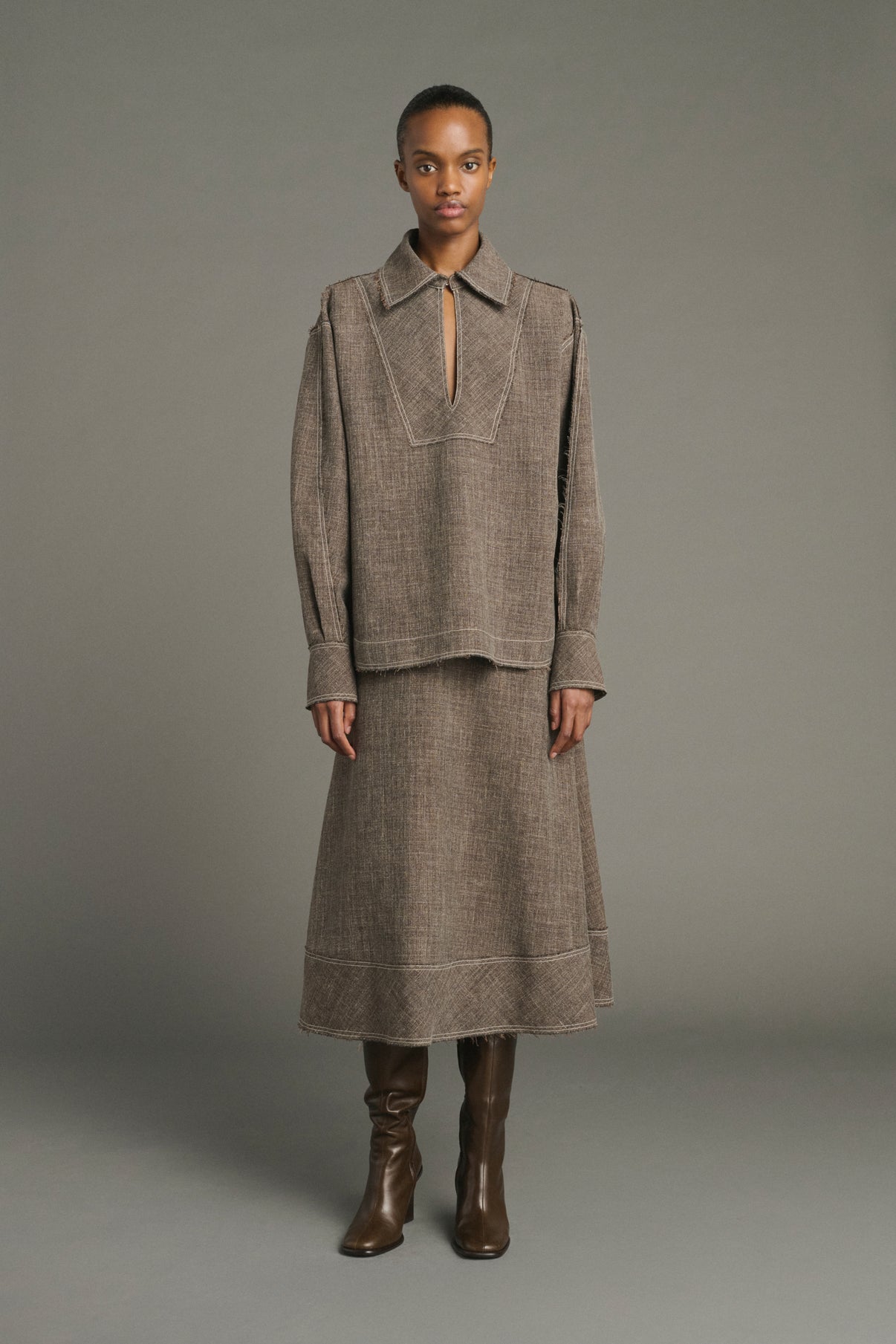 Jana Blouse - Brown Marl - Women vue 2