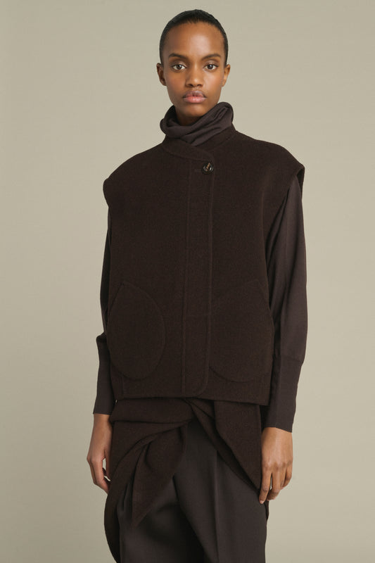 Jacket Adeline - Dark Brown - Wool - Women