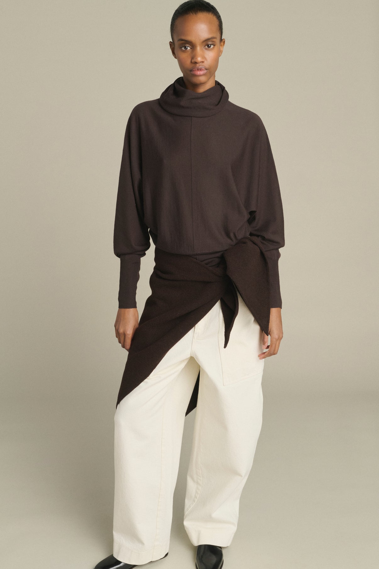 Jamelia cape - Dark Brown - Wool - Women vue 3