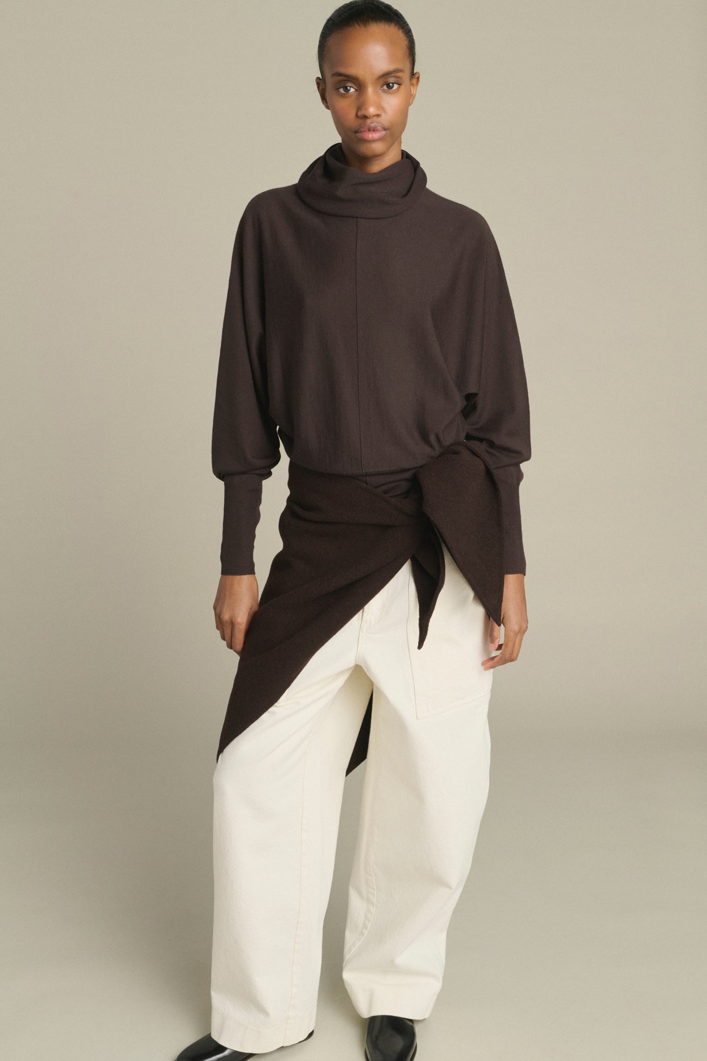 Jamelia cape - Dark Brown - Wool - Women