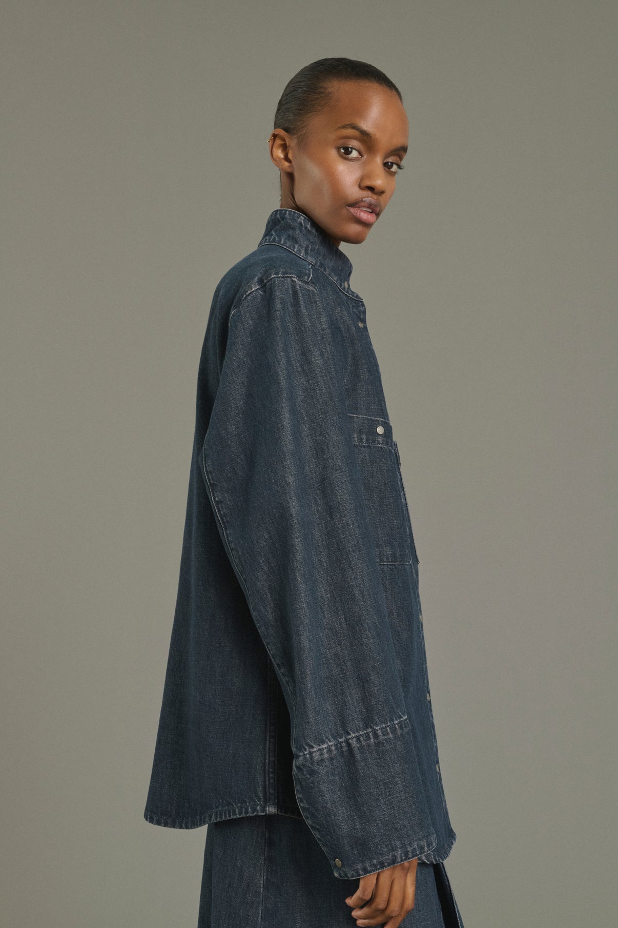 Leslie Shirt - Blue Grey - Cotton - Women vue 2