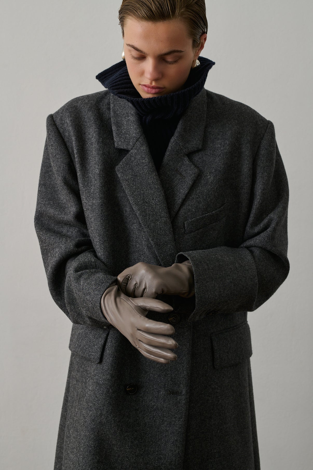 Gants Belleville - Gris - Cuir - Femme vue 2