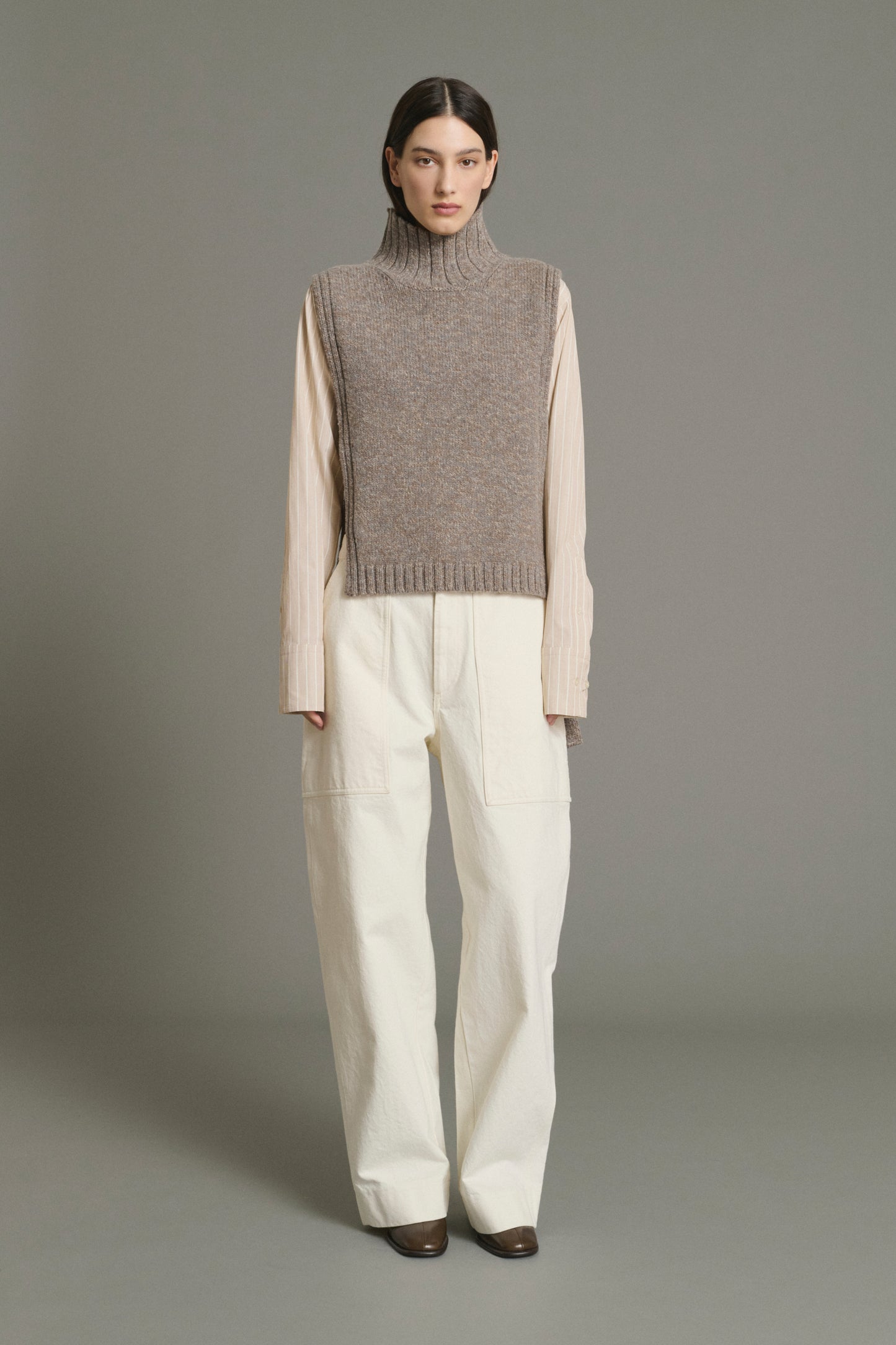 Pullover Or - Beige/Grey - Wool - Women