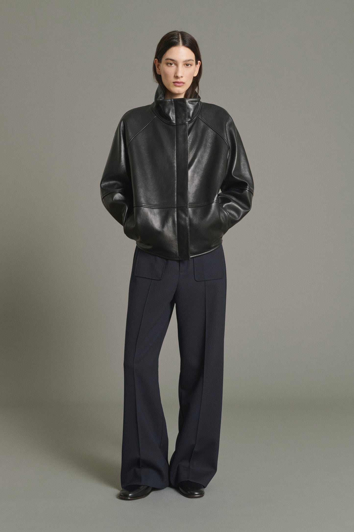 Trousers Harry - Navy Wool Flared 7/8 Women - Soeur