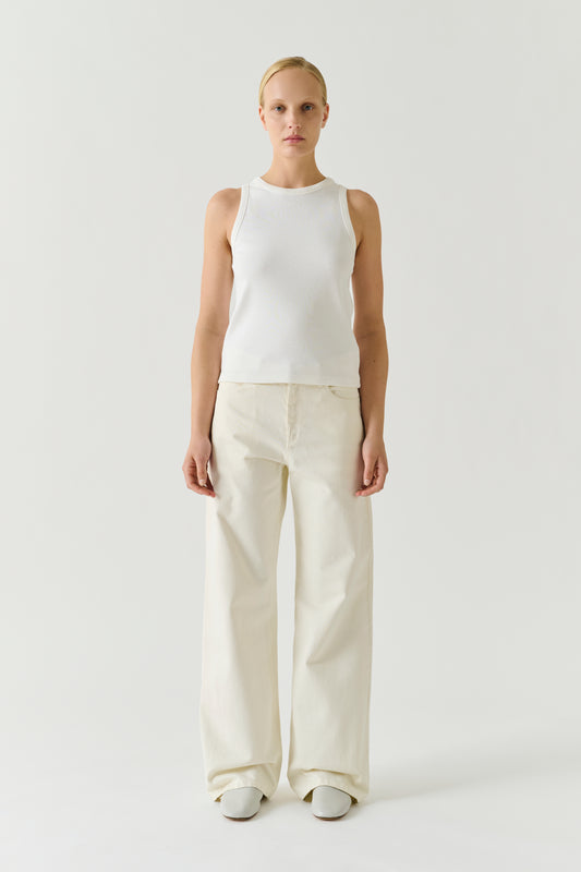 Débardeur Dolly - Blanc Coton Côtes Fines Femme - Soeur